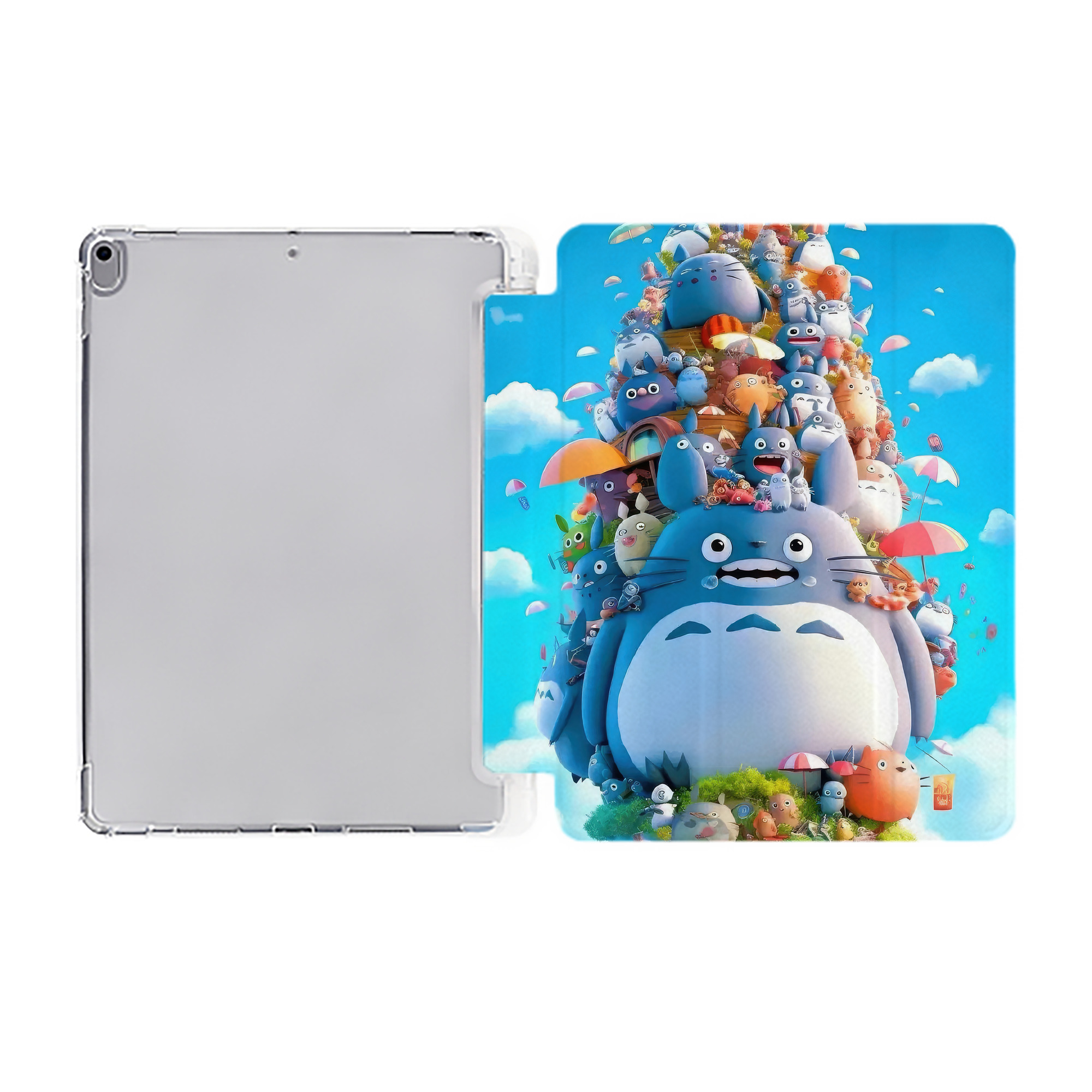 （画像用） となりのトトロ 草壁メイ 草壁サツキ My Neighbor Totoro Satsuki Kusakabe Mei Kusakabe IPad ケース ペン収納付き 三つ折りスタンド PUレザー×シリコン 対応機種9.5/10.5/10.9インチ